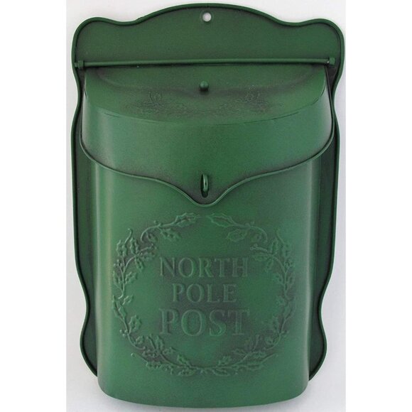Christmas North Pole Post Green Mail Box Metal Tin - Picture 4 of 12
